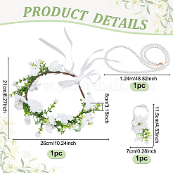 Cloth Wedding Wreath Headband & Wrist Corsage&nbsp;AJEW-NB0006-39