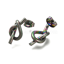 Ion Plating(IP) 304 Stainless Steel Knot Stud Earrings&nbsp;EJEW-C117-01RC