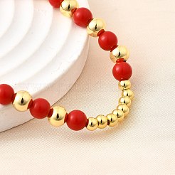 ABS Imitation Pearl Round Beads Stretch Bracelets for Women&nbsp;BJEW-D317-12A-G