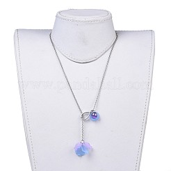Petal Acrylic Lariat Necklaces&nbsp;NJEW-JN02419-06