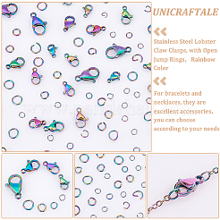 40Pcs 4 Style Ion Plating(IP) Rainbow Color 304 Stainless Steel Lobster Claw Clasps&nbsp;STAS-UN0039-06