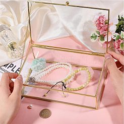 Transparent Glass Jewelry Organizer Display Cases with Metal Frame&nbsp;AJEW-WH0410-465A-1