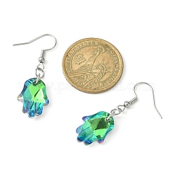 Hamsa Hand Glass Dangle Earrings&nbsp;EJEW-JE05326