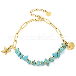 304 Stainless Steel Synthetic Turquoise Beads Bracelets&nbsp;BJEW-U019-02G