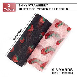 2 Rolls 2 Colors Shiny Strawberry Glitter Polyester Tulle Rolls&nbsp;DIY-BC0002-80