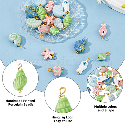 20Pcs 10 Styles Handmade Porcelain Pendants&nbsp;PALLOY-HS00033