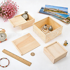 4Pcs 3 Styles Wood Storage Boxes with Sliding Lid&nbsp;ODIS-FG0002-27