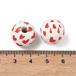 Valentine's Day Spray Painted & Printed Wood European Beads&nbsp;WOOD-L023-03J