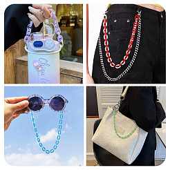 10Pcs 10 Colors Acrylic Oval Link Chain&nbsp;HJEW-TAC0177