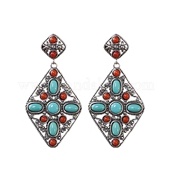Synthetic Turquoise Dangle Stud Earrings&nbsp;EJEW-C178-06B