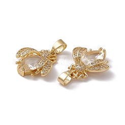 Rack Plating Brass Micro Pave Cubic Zirconia Pendants&nbsp;ZIRC-F130-01G