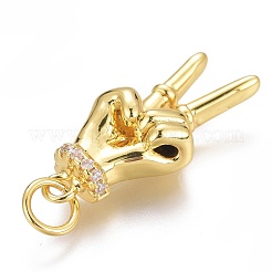 Brass Micro Pave Clear Cubic Zirconia ASL Pendants&nbsp;ZIRC-Z008-32G