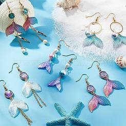 DIY Mermaid and Fishtail Shape Drop Earring Making Kit&nbsp;DIY-SC0018-15