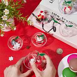 Christmas Apple Shaped Transparent Plastic Jewelry Gift Storage Boxes with Lid&nbsp;CON-WH0089-167A