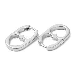 Rack Plating Brass Oval with Heart Hoop Earrings&nbsp;EJEW-D064-09P
