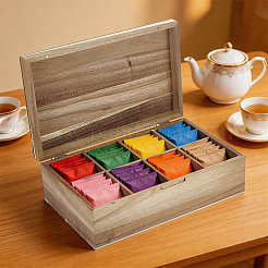 Wood 8-Compartment Storage Box&nbsp;CON-WH0133-011