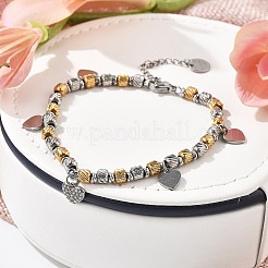 Punk Style 304 Stainless Steel Column Link Charm Bracelets for Women&nbsp;BJEW-C089-14GP