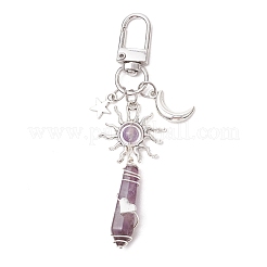 5Pcs Bullet Natural Lapis Lazuli & Green Aventurine & Amethyst & Quartz Crystal & Rose Quartz & Yellow Jade Pendant Decoration&nbsp;HJEW-JM03057