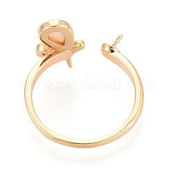 Butterfly Brass Shell Cuff Ring Settings&nbsp;KK-T076-43G