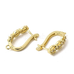 Flat Round Brass Micro Pave Clear Cubic Zirconia Hoop Earring Findings&nbsp;KK-A289-02G