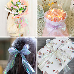 3 Rolls 3 Colors Fishtail Yarn Iridescent Ribbon for Bowknot Making&nbsp;OCOR-TA0004-11B
