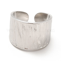 Non-Tarnish 304 Stainless Steel Textured Wide Band Open Cuff Ring for Women&nbsp;RJEW-F131-08P
