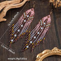 Handmade Glass Seed Beads Tassel Dangle Earrings&nbsp;TU7843