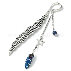 4Pcs 4 Style Electroplated Natural Quartz Crystal Pendant Bookmark with Gemstone Round Bead&nbsp;AJEW-TA00012