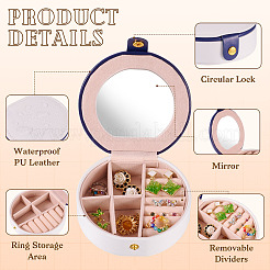 Round PU Leather & Plastic Jewelry Set Storage Box&nbsp;CON-TAC0014-06A