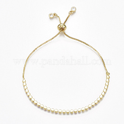 Adjustable Brass Cubic Zirconia(Random Mixed Color) Slider Bracelets&nbsp;BJEW-S141-02