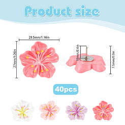 40Pcs 4 Colors Resin Flower Drawing Pins&nbsp;AJEW-DR00036