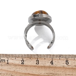 Oval Natural Tiger Eye Finger Rings&nbsp;RJEW-M062-02P-02