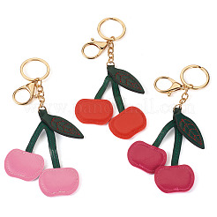 3Pcs 3 Colors PU Leather Alloy Keychains&nbsp;KEYC-TA0001-41