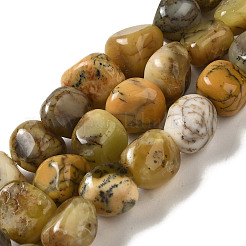 Natural Yellow Moss Agate Beads Strands&nbsp;G-B078-D13-01