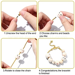 6Pcs 2 Colors Brass European Style Bracelet Making&nbsp;MAK-YW0001-16