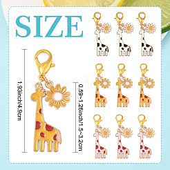 5Pcs Giraffe Alloy Enamel Pendant Decoration&nbsp;HJEW-YW00094-01