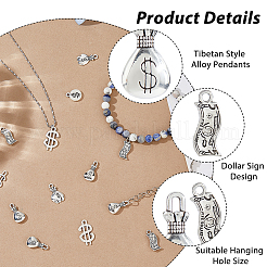 96Pcs 6 Styles Tibetan Style Alloy Pendants&nbsp;FIND-HS0001-75