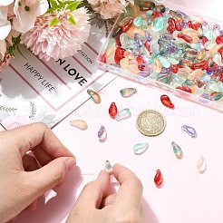 180Pcs 6 Colors Transparent Glass Teardrop Charms&nbsp;GLAA-YW0005-80