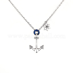 Vintage S925 Silver Ship Anchor Rudder Necklace Unique Design Collarbone Chain&nbsp;AJ6601