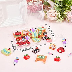 32Pcs 8 Styles School Theme Opaque Resin Cabochons&nbsp;CRES-SC0002-51