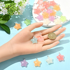 70Pcs 7 Colors Luminous Transparent Resin Pendants&nbsp;RESI-YW0004-47