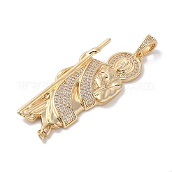 Brass Clear Cubic Zirconia Pendants&nbsp;KK-Z050-03G-04
