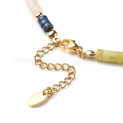 Natural & Synthetic Mixed Gemstone Disc Beaded Necklace and Bracelet Set&nbsp;SJEW-JS01244