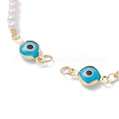 Evil Eye Glass & Brass & ABS Imitation Pearl Beaded Bracelet Making&nbsp;AJEW-JB01150-42
