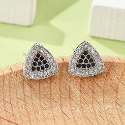Brass Micro Pave Cubic Zirconia Stud Earrings for Women&nbsp;EJEW-G428-11P-03