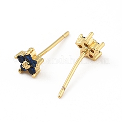 Cubic Zirconia Flower Stud Earrings&nbsp;EJEW-C035-15G-02