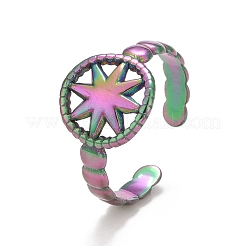 Rainbow Color Ion Plating (IP) 304 Stainless Steel Open Cuff Rings&nbsp;RJEW-A005-27MC