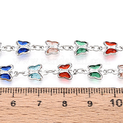 Brass Glass Butterfly Charm Link Chains&nbsp;CHC-T018-11A-P