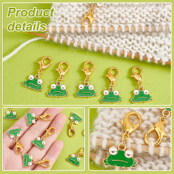 Alloy Enamel Frog Pendant Locking Stitch Markers&nbsp;HJEW-AB00061
