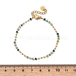 304 Stainless Steel Glass Beaded Chain Bracelets for Women&nbsp;BJEW-K237-24G